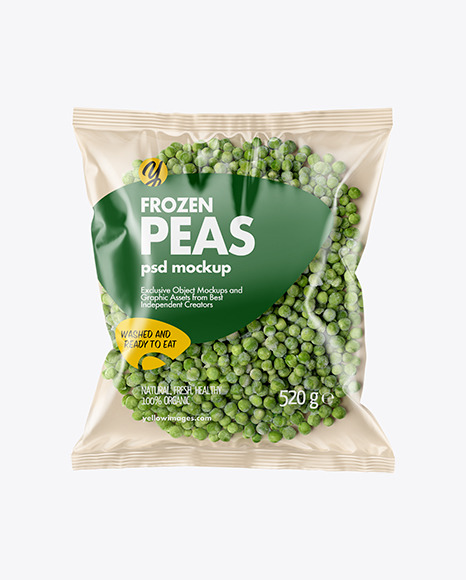 Download Plastic Bag With Frozen Peas Mockup In Bag Sack Mockups On Yellow Images Object Mockups