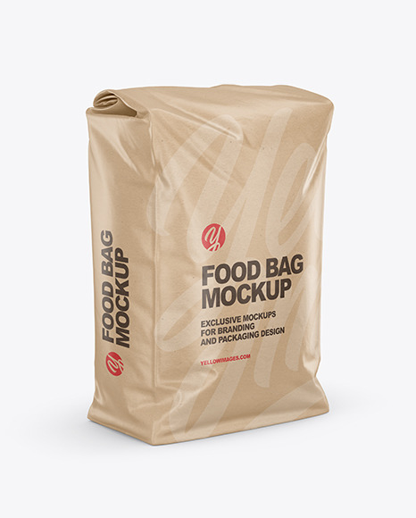 Kraft Food Bag Mockup - Half Side View in Bag & Sack ...