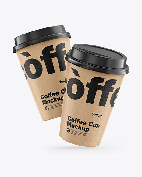 Kraft Coffee Cups Mockup In Cup Bowl Mockups On Yellow Images Object Mockups