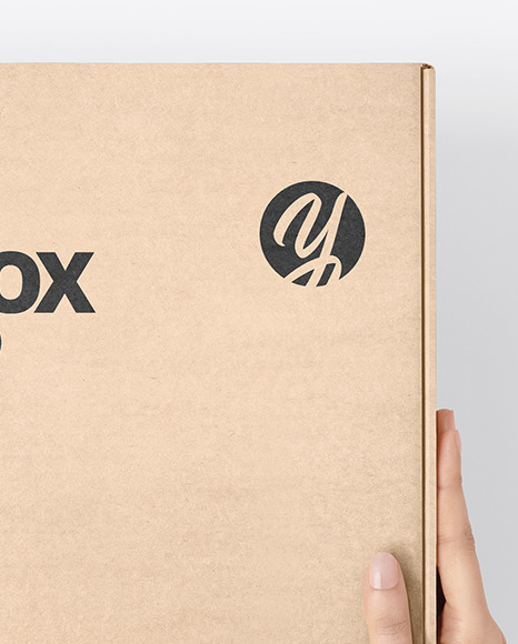 Download Opened Cardboard Box With Hands Psd Mockup Yellowimages