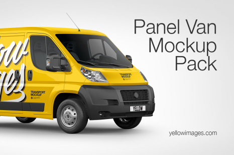 Download Panel Van Mockup Pack In Handpicked Sets Of Vehicles On Yellow Images Creative Store PSD Mockup Templates