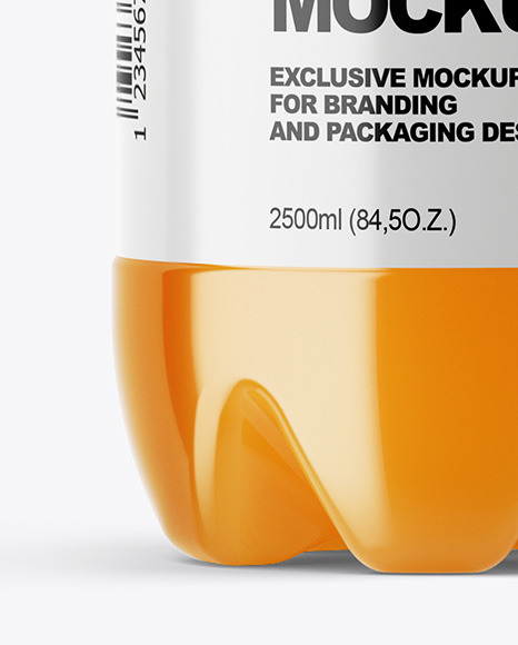 Download Pet Bottle With Peach Drink Mockup In Bottle Mockups On Yellow Images Object Mockups