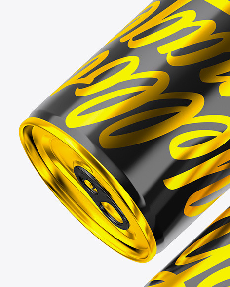 Download Two Metallic Cans W Glossy Finish Mockup In Can Mockups On Yellow Images Object Mockups PSD Mockup Templates