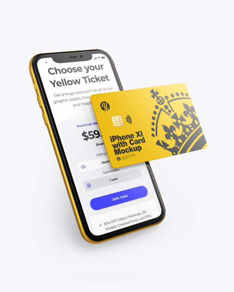 Apple iPhone 11 Pro w  Credit Card Mockup PSD #4