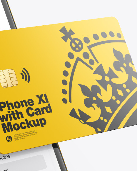 Apple iPhone 11 Pro w  Credit Card Mockup PSD #6