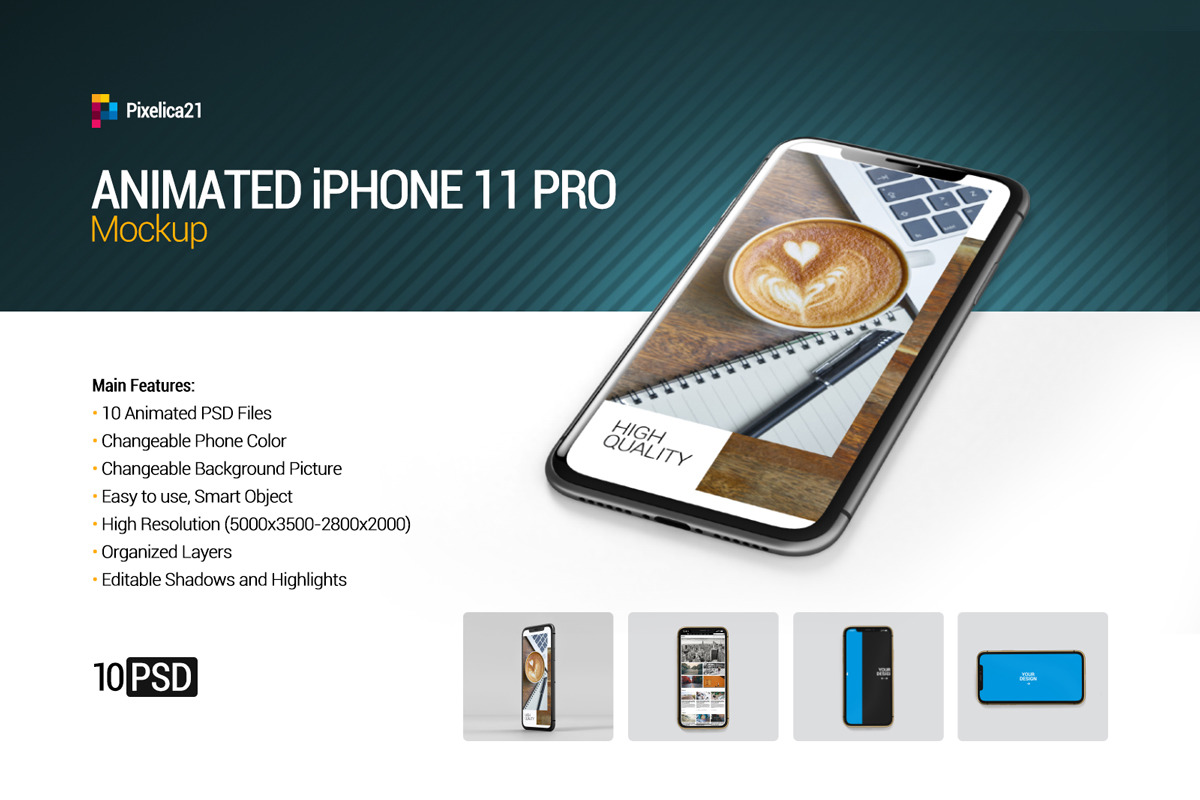 Download Animated Iphone 11 Pro Mockup In Packaging Mockups On Yellow Images Creative Store