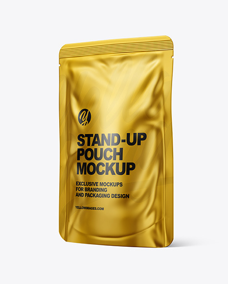 Metallic Stand Up Pouch Mockup In Pouch Mockups On Yellow Images Object Mockups