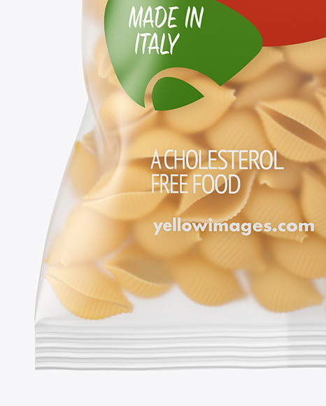 Matte Plastic Bag With Conchiglie Pasta Mockup In Bag Sack Mockups On Yellow Images Object Mockups