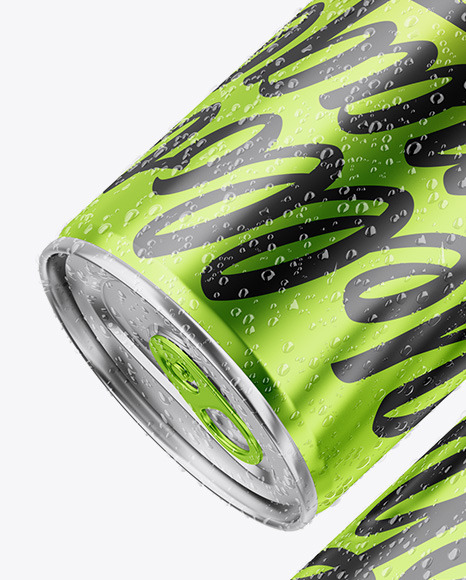 Two Glossy Metallic Cans Mockup PSD #7