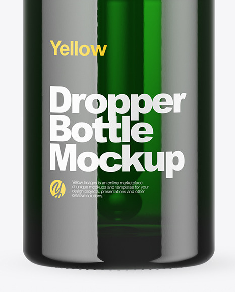 Green Glass Dropper Bottle Mockup PSD #1