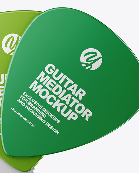 Download Three Metallized Standard Guitar Picks Mockup In Object Mockups On Yellow Images Object Mockups PSD Mockup Templates