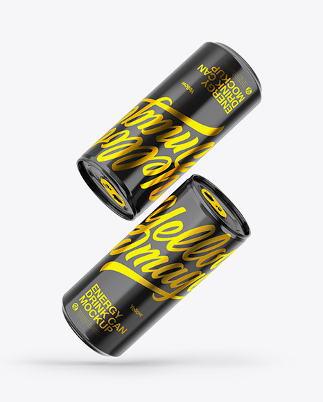 Two Glossy Cans Mockup PSD #2