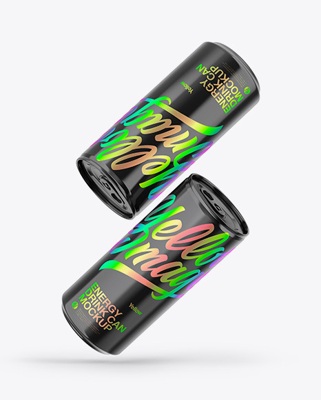 Two Glossy Cans Mockup PSD #1