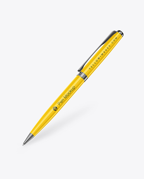 Download Glossy Pen W Metallic Finish Mockup In Stationery Mockups On Yellow Images Object Mockups PSD Mockup Templates