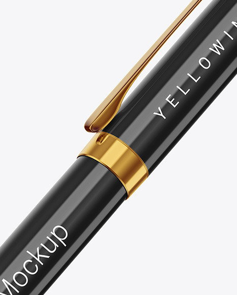 Glossy Pen W Metallic Finish Mockup In Stationery Mockups On Yellow Images Object Mockups