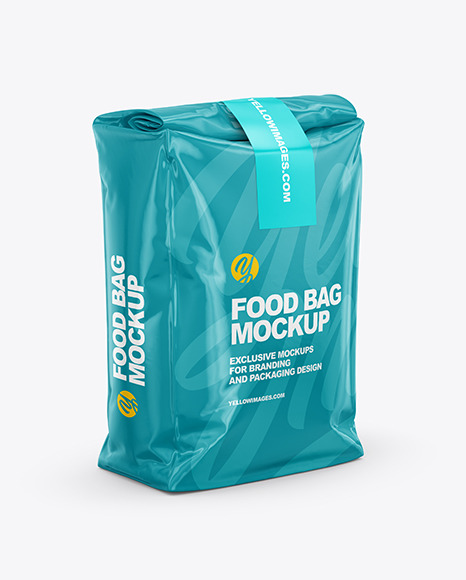 Download Glossy Food Bag Mockup Half Side View In Bag Sack Mockups On Yellow Images Object Mockups