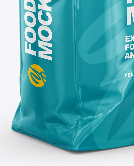 Download Glossy Food Bag Mockup Half Side View In Bag Sack Mockups On Yellow Images Object Mockups