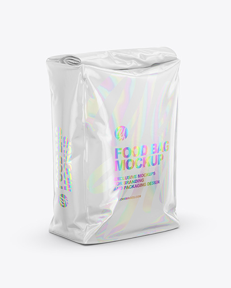 Download Glossy Food Bag Mockup Half Side View In Bag Sack Mockups On Yellow Images Object Mockups