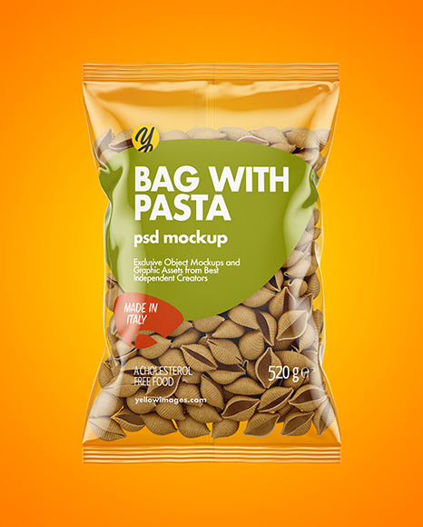 Download Whole Wheat Conchiglie Pasta Bag Mockup In Bag Sack Mockups On Yellow Images Object Mockups PSD Mockup Templates