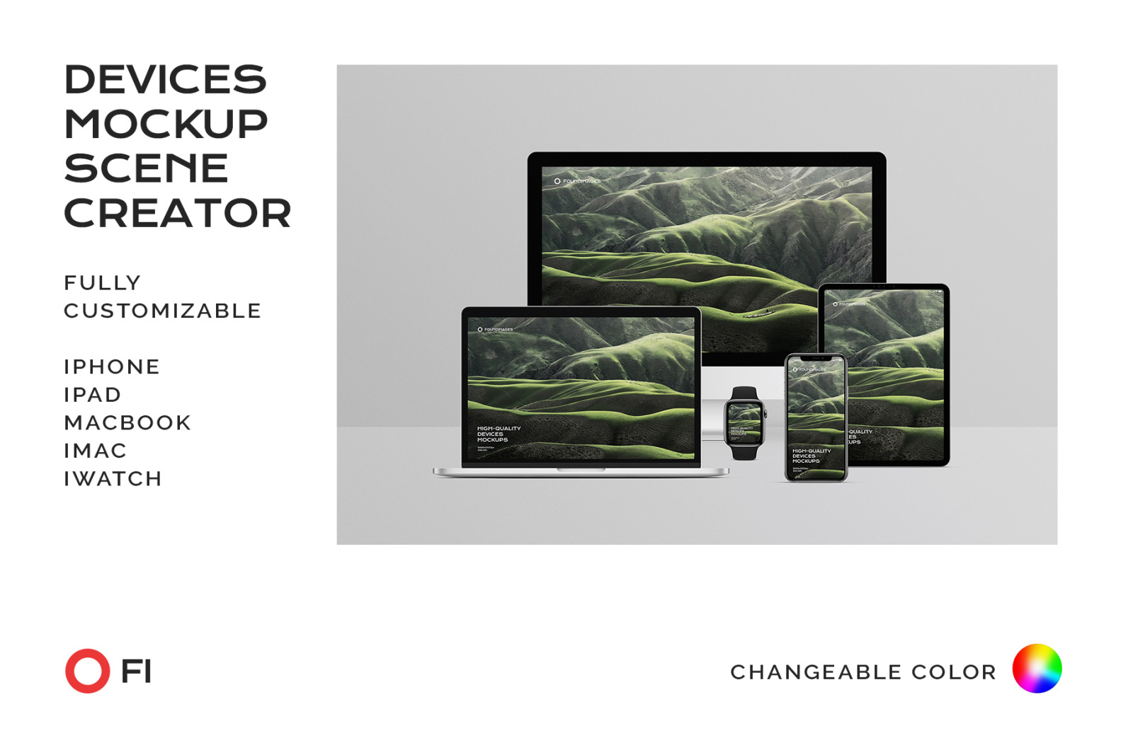 Download Device Scene Creator Bundle Phone 24 In Device Mockups On Yellow Images Creative Store PSD Mockup Templates