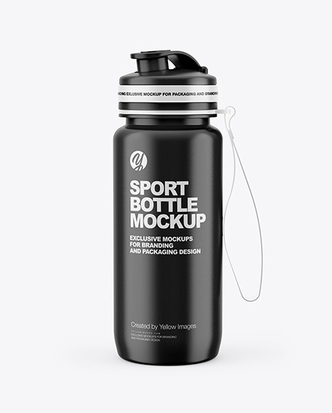 Download Sport Bottle With Black Water Psd Mockup Yellowimages