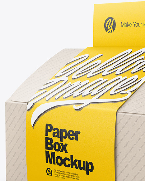 Folding Matte Paper Box With Label Mockup Half Side View In Box Mockups On Yellow Images Object Mockups