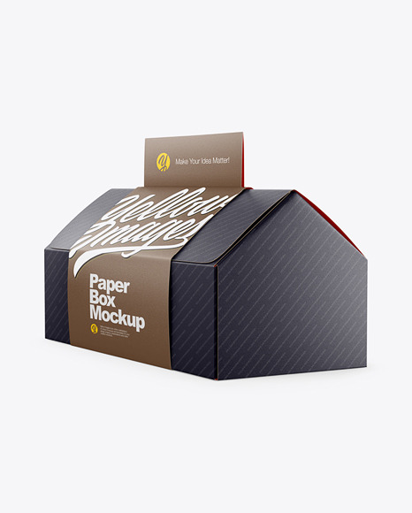 Download Folding Matte Paper Box With Label Mockup Half Side View In Box Mockups On Yellow Images Object Mockups