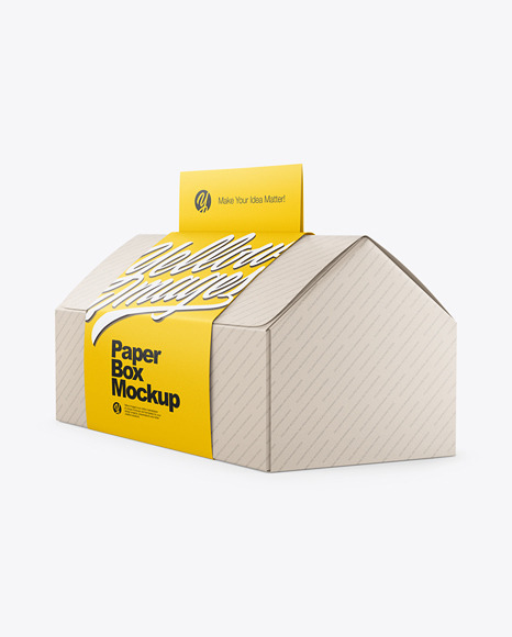 Folding Matte Paper Box With Label Mockup Half Side View In Box Mockups On Yellow Images Object Mockups