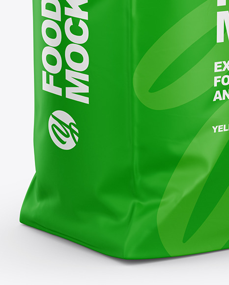 Matte Food Bag Mockup Half Side View In Bag Sack Mockups On Yellow Images Object Mockups