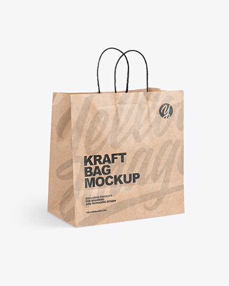 Kraft Bag Mockup In Bag Sack Mockups On Yellow Images Object Mockups