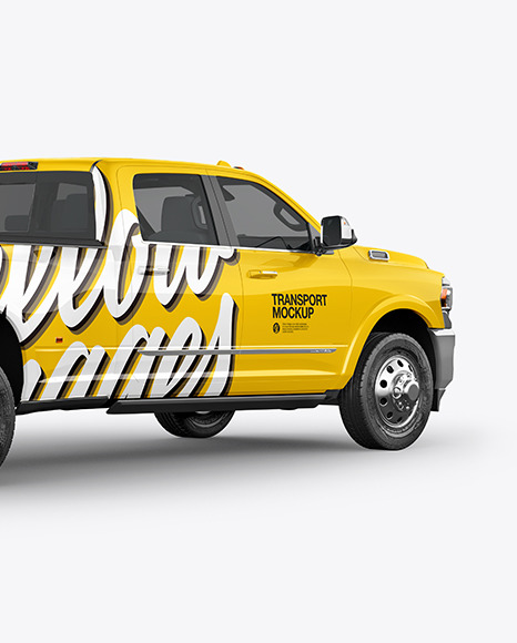 Download Pickup Truck Mockup Back Half Side View In Vehicle Mockups On Yellow Images Object Mockups PSD Mockup Templates