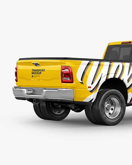 Download Pickup Truck Mockup Back Half Side View In Vehicle Mockups On Yellow Images Object Mockups PSD Mockup Templates