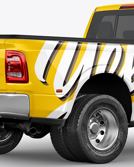 Download Pickup Truck Mockup Back Half Side View In Vehicle Mockups On Yellow Images Object Mockups PSD Mockup Templates