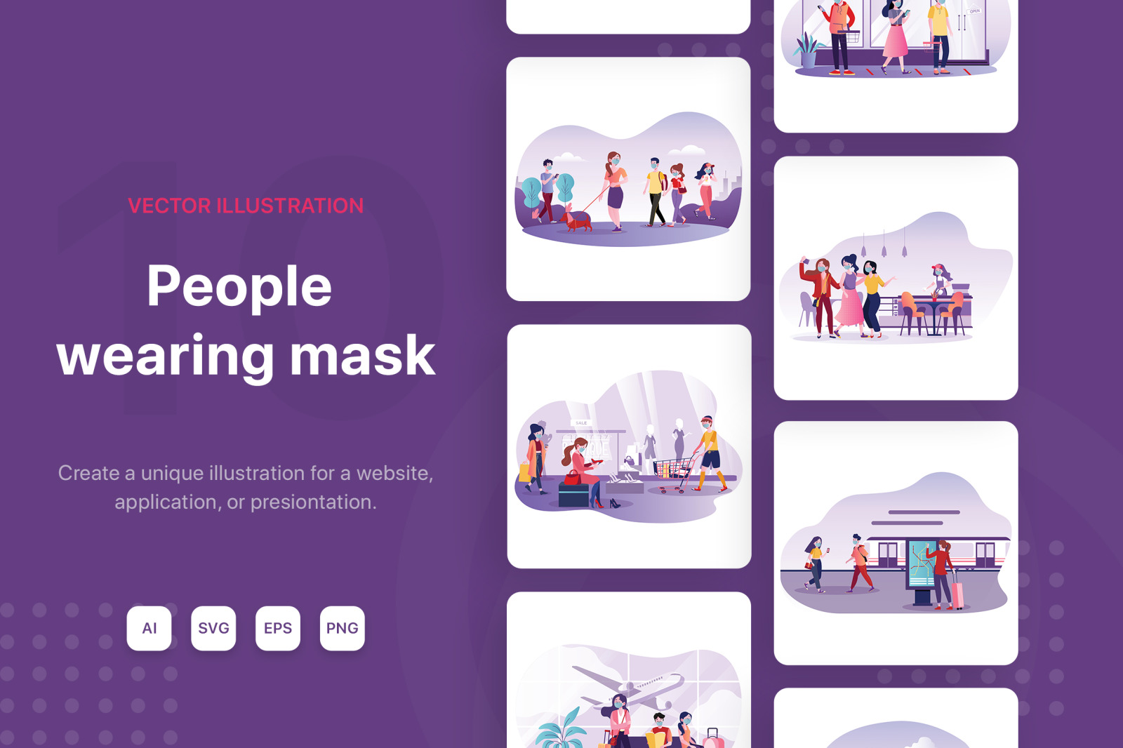 Download M105 People Wearing Mask Illustrations In Illustrations On Yellow Images Creative Store PSD Mockup Templates