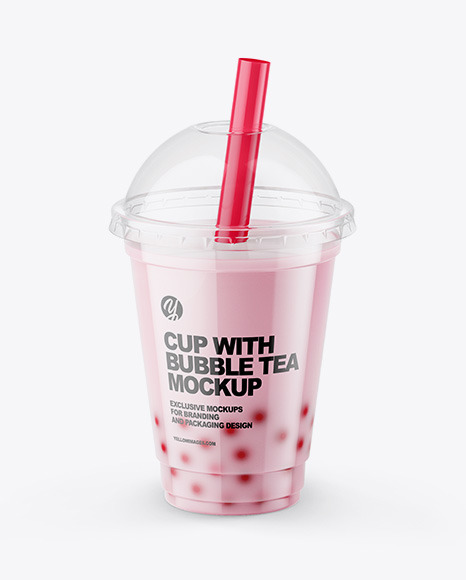 Milk Bubble Tea Cup Mockup PSD #2