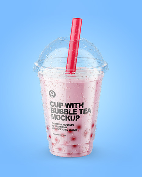 Download Milk Bubble Tea Cup Mockup in Cup & Bowl Mockups on Yellow ...