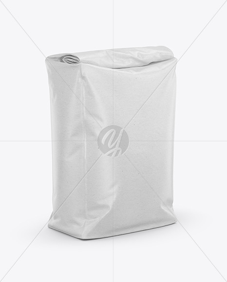 Download Kraft Food Bag Mockup Front View In Bag Sack Mockups On Yellow Images Object Mockups