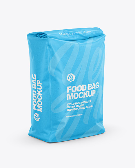 Download Kraft Food Bag Mockup Half Side View In Bag Sack Mockups On Yellow Images Object Mockups PSD Mockup Templates