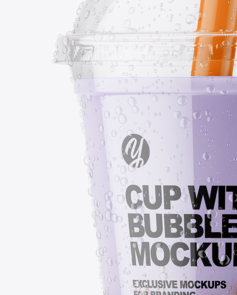 Download Milk Bubble Tea Cup Mockup in Cup & Bowl Mockups on Yellow ...