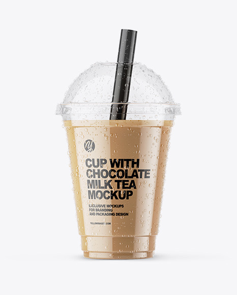 Download Chocolate Milk Tea Mockup in Cup & Bowl Mockups on Yellow ...