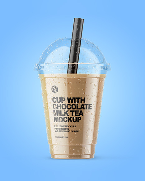 Download Chocolate Milk Tea Mockup in Cup & Bowl Mockups on Yellow ...