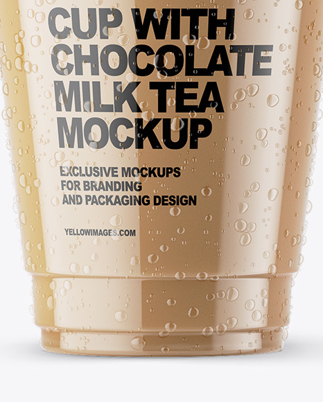 Download Chocolate Milk Tea Mockup In Cup Bowl Mockups On Yellow Images Object Mockups PSD Mockup Templates