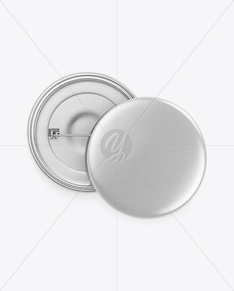 Two Metallic Button Pins Mockup In Stationery Mockups On Yellow Images Object Mockups