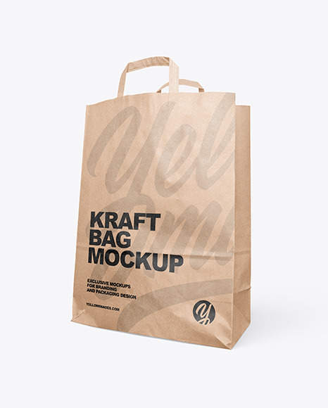 Kraft Food Bag Mockup In Bag Sack Mockups On Yellow Images Object Mockups