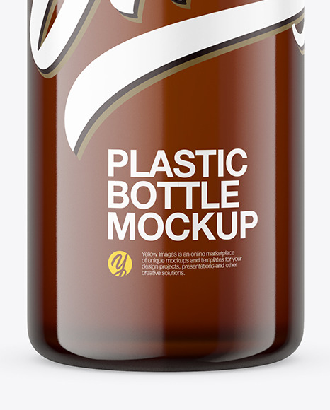 Amber Plastic Bottle Mockup PSD #1