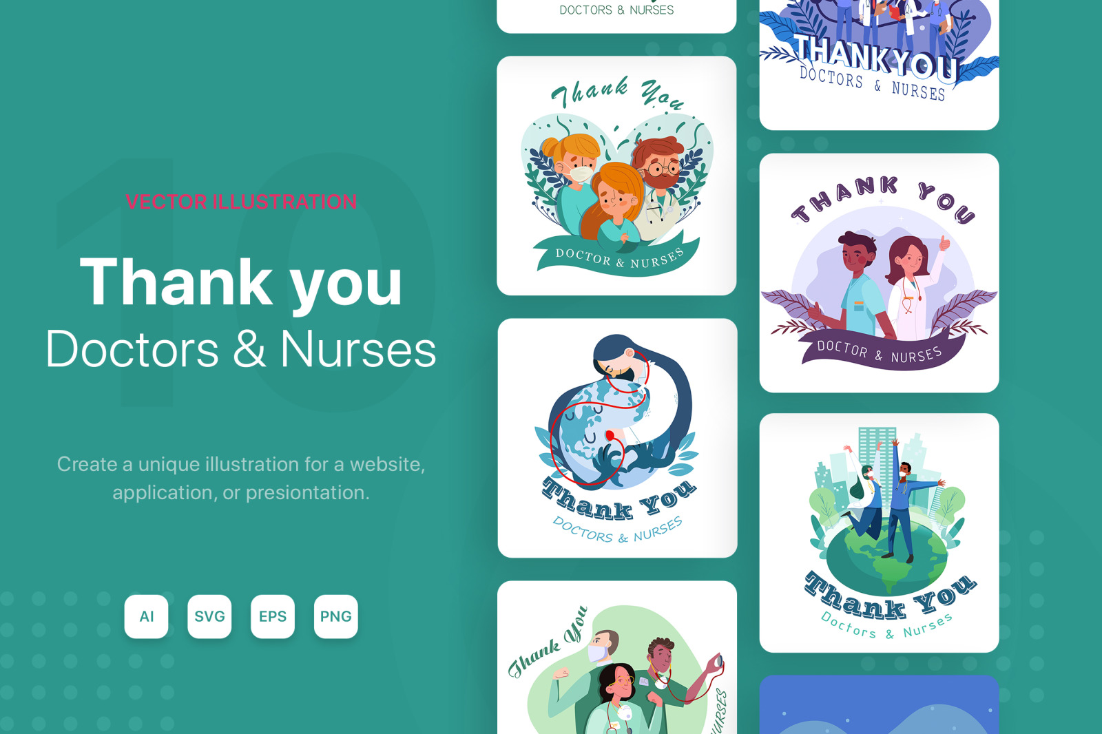 Download M122 Thank You Doctors And Nurses In Illustrations On Yellow Images Creative Store