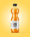 PET Bottle with Peach Drink Mockup