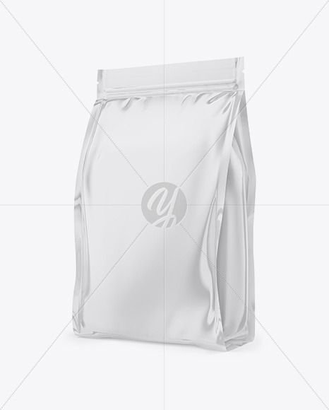 Glossy Stand Up Bag Mockup Half Side View In Bag Sack Mockups On Yellow Images Object Mockups