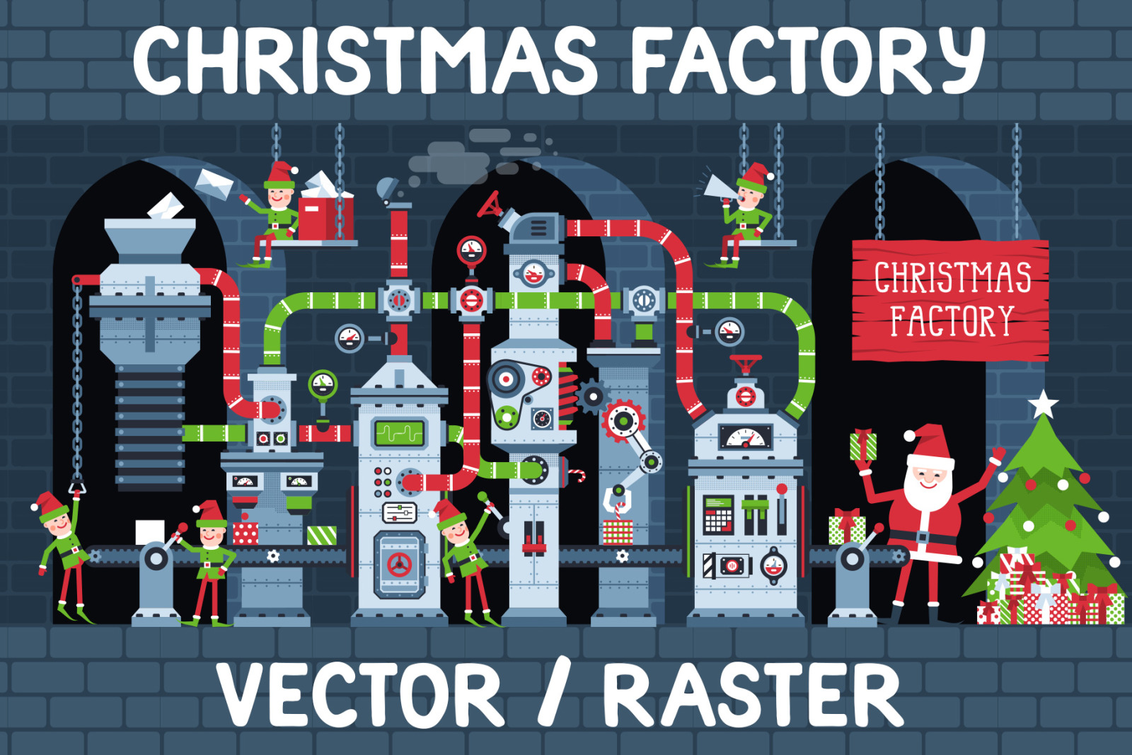 Christmas Factory on Yellow Images Creative Store