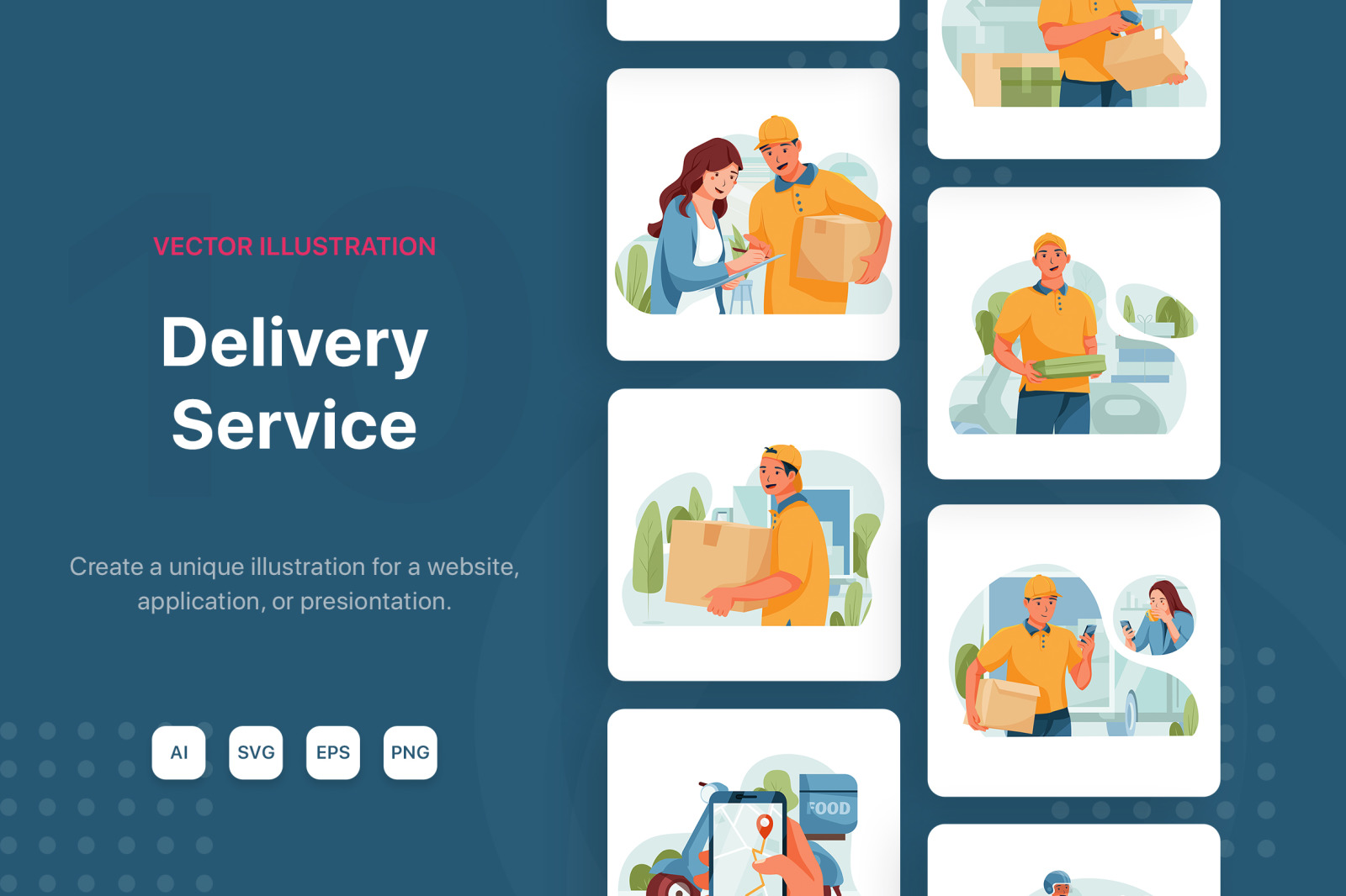 Download M114 Delivery Service Illustrations In Illustrations On Yellow Images Creative Store PSD Mockup Templates